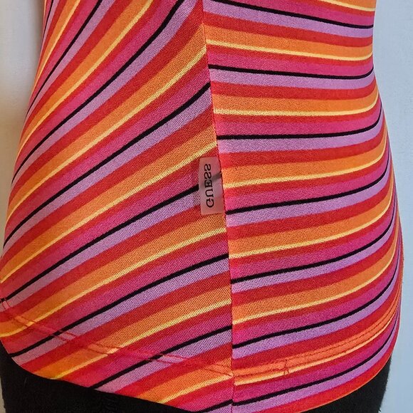 Guess Red/Orange/Yellow Stripe Tank Top M - Picture 6 of 6